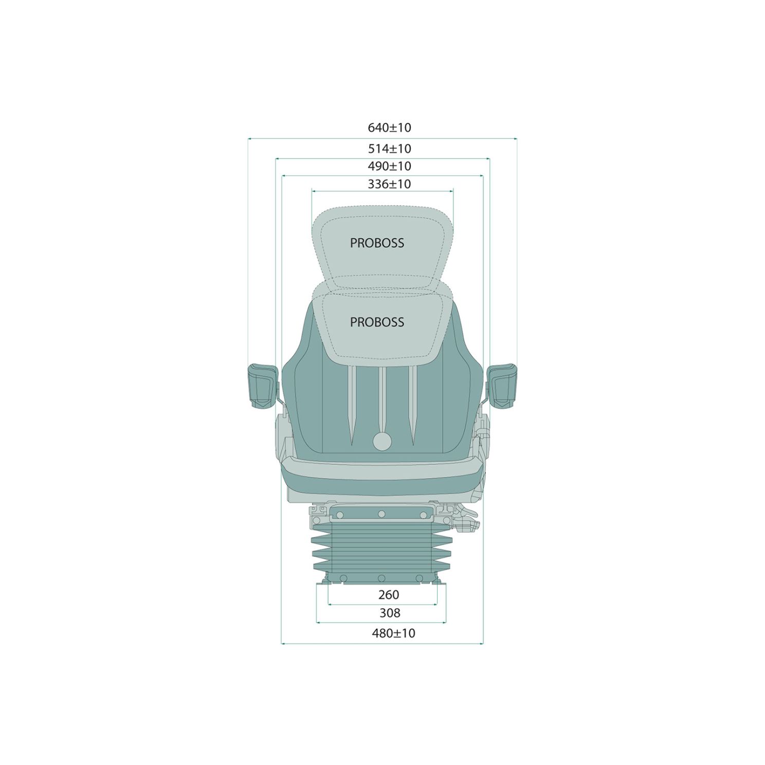 2408802480 Black Proboss AS2480 12V Air Ride Cloth Seat