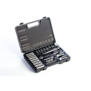 Performance Tool 23 Pc. Metric 3/8'' 6 Point Ratchet & Socket Set
